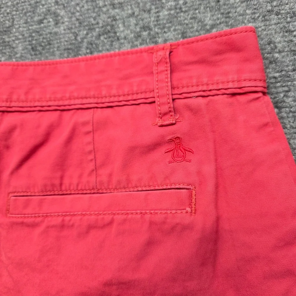 Original Penguin Men Size 32 Coral Pink Golf Shorts Cotton Chino Flat Front Pete
